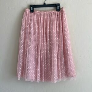 Epic Threads Tulle Pleated Tulle Polka Dot Balletcore Baby Pink Midi Skirt Large